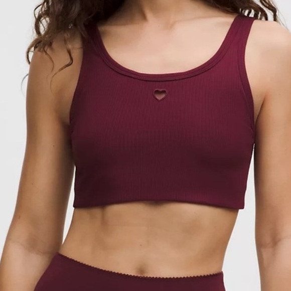 lululemon athletica Other - NWT LULULEMON Nulu Ribbed ScoopNeck Bra Heart Burgundy Bay